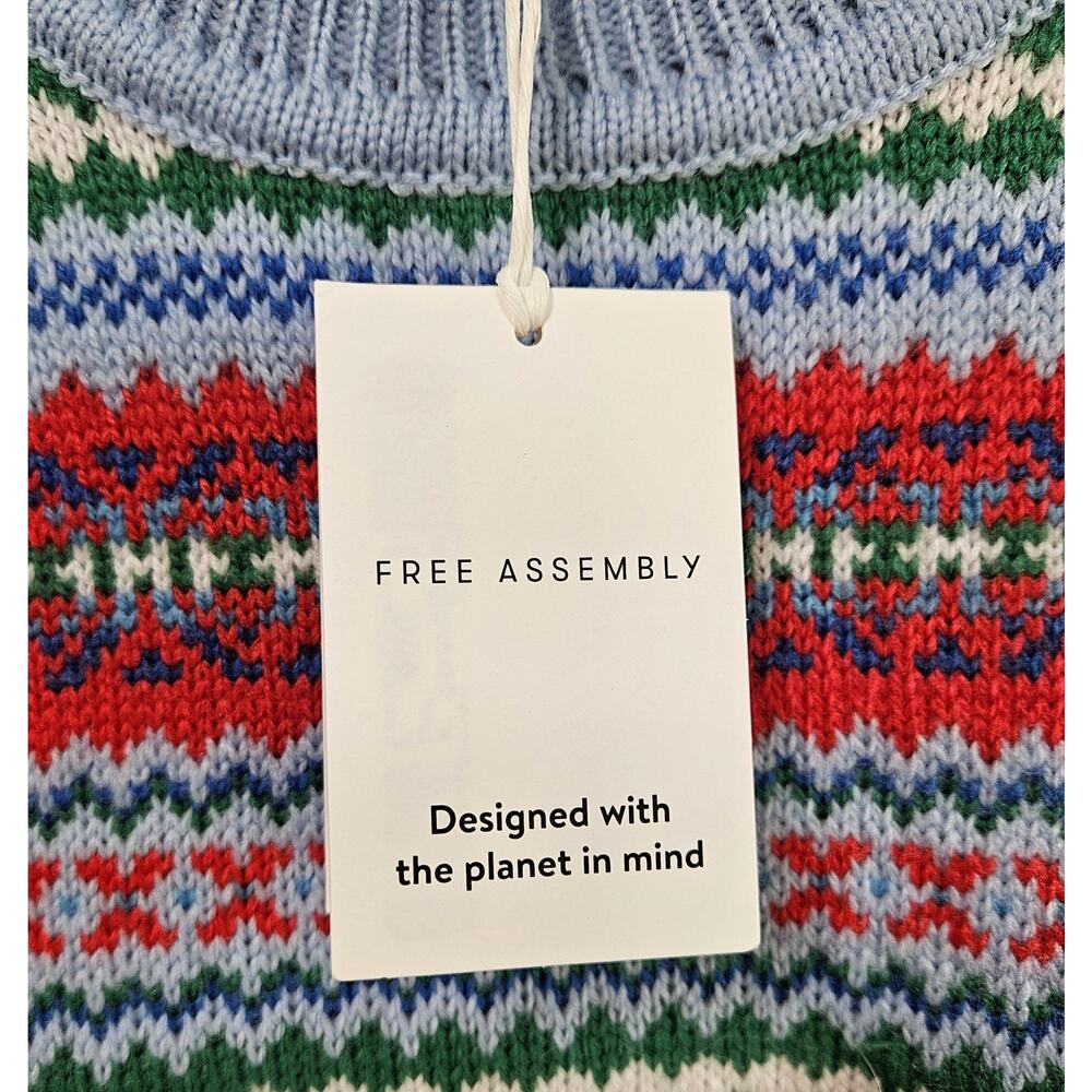 FREE ASSEMBLY Women's M Nordic Sweater Multicolor Recycled Poly & Wool 38" NEW - Picture 4 of 8